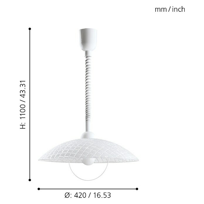 Eglo Viseća svjetiljka (60 W, Alabastreno bijelo, Visina: 110 cm)