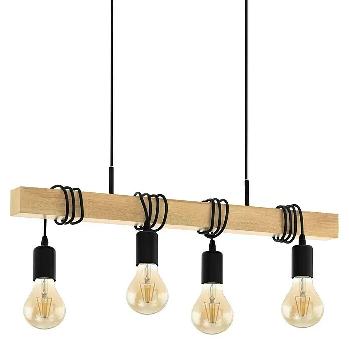 Eglo Townshend Pendelleuchte - B x H: 10,5 x 110 cm, Schwarz, Braun, 240 W - Detailaufnahme
