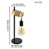 Eglo Townshend Stolna svjetiljka (10 W, Crna, Visina: 50 cm)