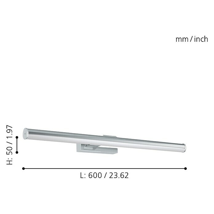 Eglo LED-Spiegelleuchte (11 W, Chrom, L x B x H: 60 x 12,5 x 5 cm)