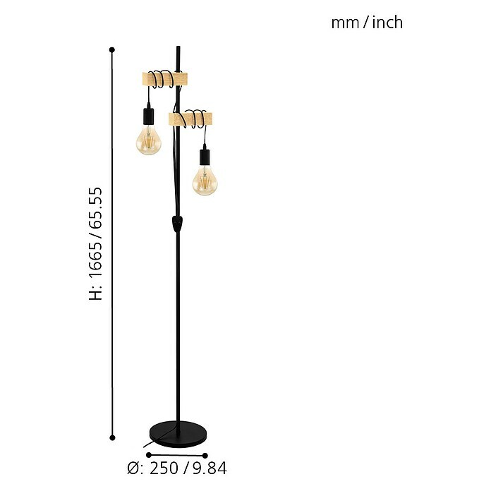 Eglo Townshend Stajaća svjetiljka (2 x 10 W, Crna, Visina: 166,5 cm)