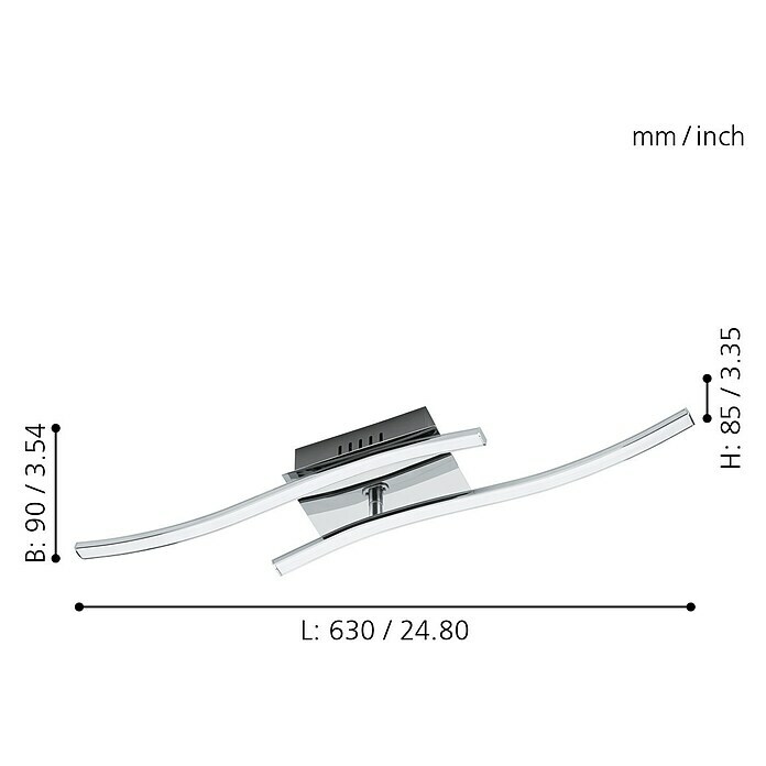Eglo LED-Deckenleuchte Valmora (2-flammig, L x B: 63 x 9 cm, 2 x 5 W)