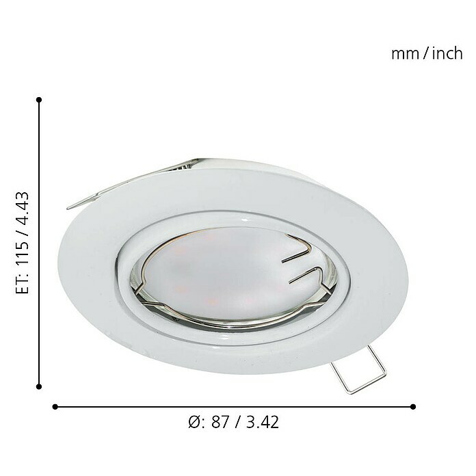 Eglo LED-Einbauleuchte rund Peneto (3 x 5 W, Warmweiß, Durchmesser: 8,7 cm, Weiß, 3 Stk.)