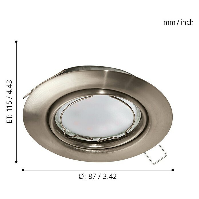 Eglo LED-Einbauleuchte rund Peneto (3 x 5 W, Warmweiß, Durchmesser: 8,7 cm, Edelstahl, 3 Stk.)