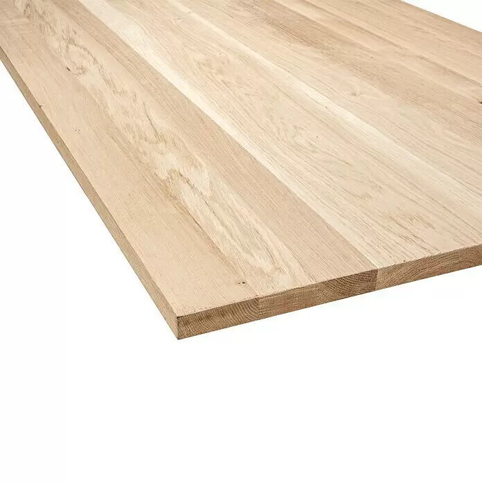 Tischplatte - Eiche, 120 x 80 x 2,6 cm - Helles Naturholzbrett mit sichtbarer Maserung, geeignet für Möbel oder Arbeitsplatten.