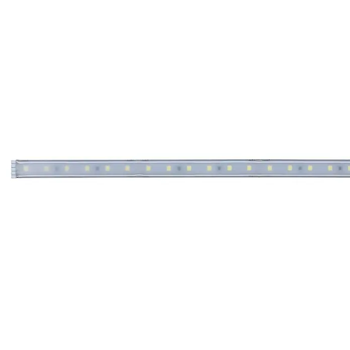 Paulmann MaxLED 500 Tira LED - Largo: 1 m, Color de luz: Blanco diurno, 6 W, 550 lm, Recubierto - La imagen muestra una tira de luz LED con varios LEDs pequeños espaciados uniformemente, ideal para aplicaciones de iluminación interior.