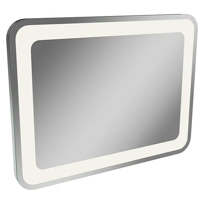 Camargue Stella K Badmöbel-Set K81G21 - Gesamtbreite Badmöbel: 80 cm, Grafit, Hochglänzend, 3 -tlg. - Stylischer LED-beleuchteter Spiegel mit abgerundeten Ecken und modernem Design. Ideal für Bad oder Ankleidezimmer, sorgt für optimale Beleuchtung.