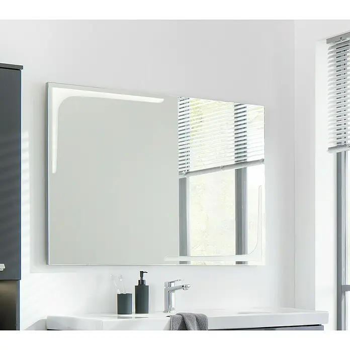 Lanzet K1 Badmöbel-Set K11G1 - 119,2 cm, Grafit - Beleuchteter Badezimmerspiegel mit klaren Linien, der modernes Design und Funktionalität vereint und das Badezimmer aufwertet.