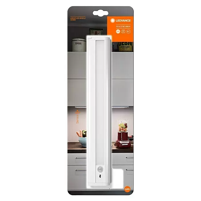Ledvance LED-Unterbauleuchte Mobile - 2,9 W, Bewegungssensor, L x B x H: 31,4 x 4,8 x 1,8 cm, Weiß - Vorderansicht
