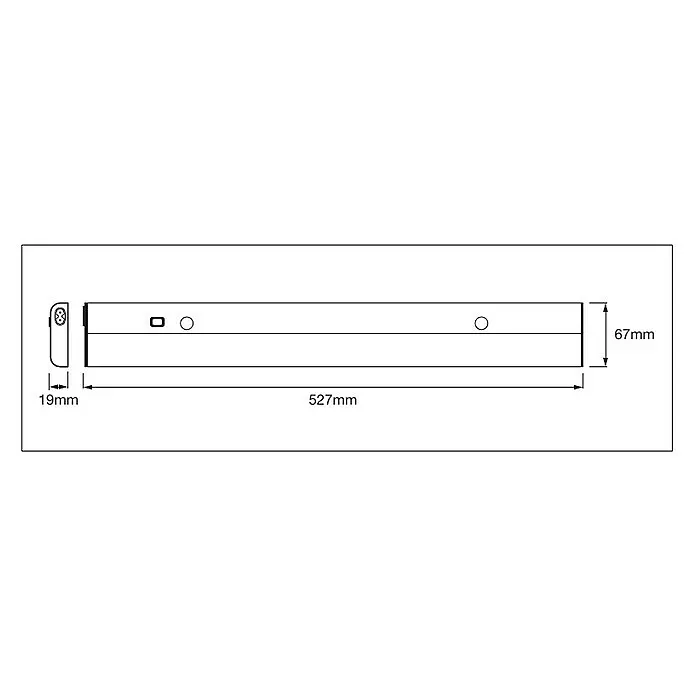 Osram LED-Unterbauleuchte LED Flat - 12 W, Länge: 52,7 cm, Warmweiß - Skizze
