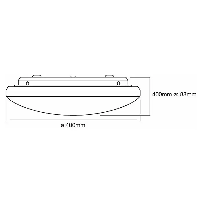 Ledvance LED-Wand- & Deckenleuchte Pure - 21 W, Weiß, Durchmesser: 400 mm - Technische Zeichnung einer runden Leuchte mit 400mm Durchmesser und 88mm Höhe.