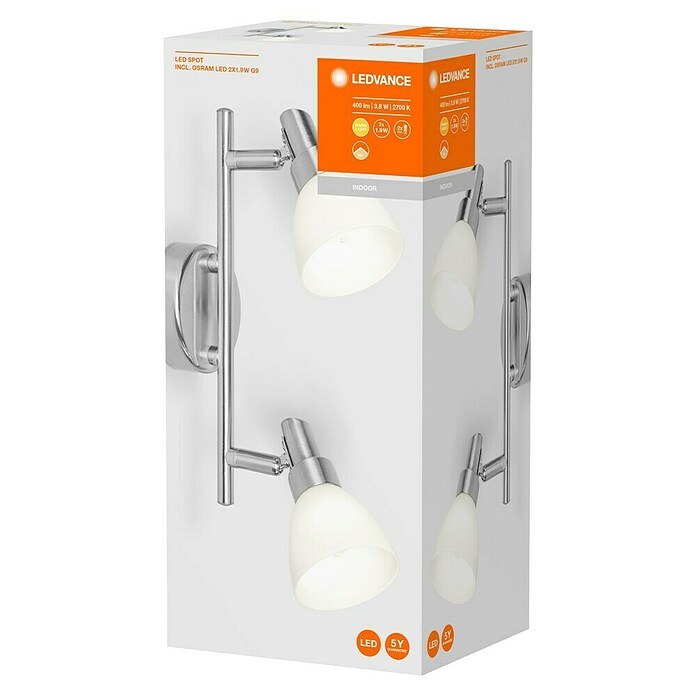 Osram LED-Deckenstrahler 827 (2 x 2 W, Farbe: Weiß/Silber, L x B x H: 27,5 x 8 x 16 cm)