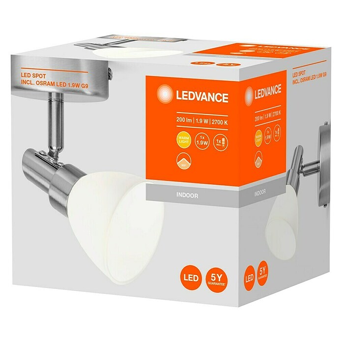 Osram LED-Deckenstrahler 827 (1 x 2 W, Farbe: Weiß/Silber, L x B x H: 8 x 8 x 14,2 cm)