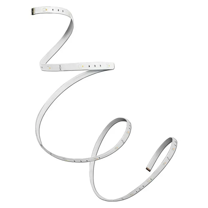 Ledvance Smart+ WiFi Smart-LED-Band Flex Basisset - Länge: 2 m, RGB, 8,5 W, 550 lm - Bild einer flexiblen LED-Lichterkette auf schwarzem Hintergrund. Ideal für stimmungsvolle Beleuchtung im Innenbereich.