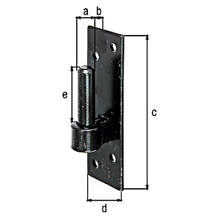 Gozne atornillable (Diámetro mandril: 14 mm, Distancia desde mandril hasta placa: 12 mm, L x An: 130 x 40 mm, Negro)