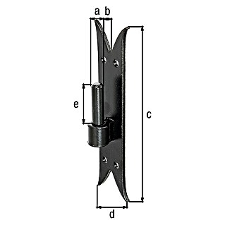 Alberts Gozne atornillable (Diámetro mandril: 14 mm, Distancia desde mandril hasta placa: 11 mm, L x An: 205 x 54 mm, Negro)