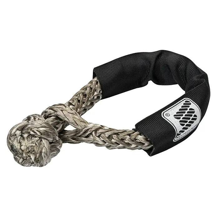 Seilflechter Gaza PU 12 soft reforzada - Diámetro: 85 mm, Novoleen/PU, Gris - Vista detallada de una cuerda con funda protectora y nudo, un accesorio robusto y versátil para diversas aplicaciones.