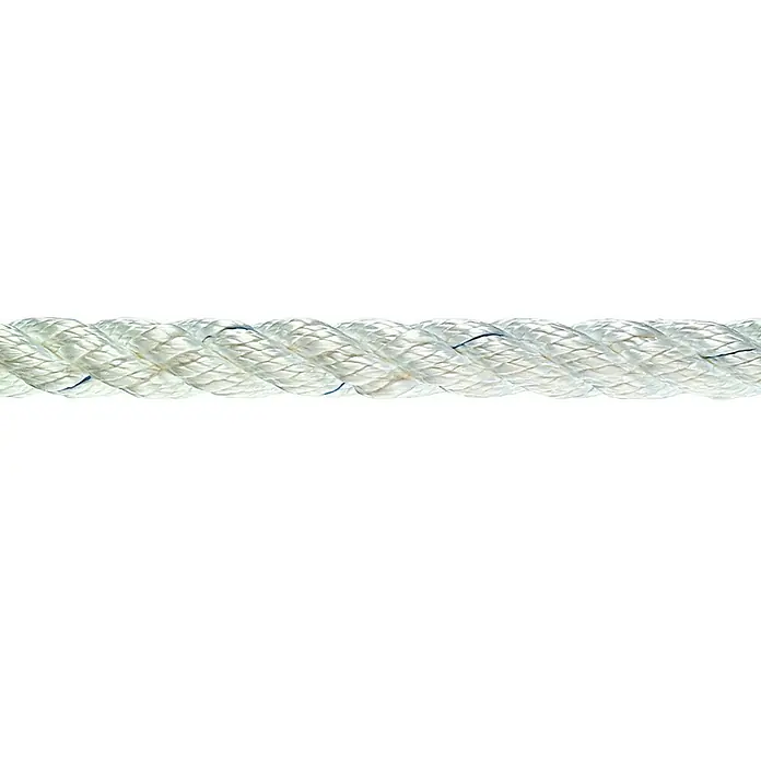 Seilflechter Cabo a metros Birolen tauwerk - Diámetro: 18 mm, Poliéster, Blanco - Primer plano de una cuerda blanca trenzada y robusta, ideal para aplicaciones náuticas y proyectos de bricolaje.