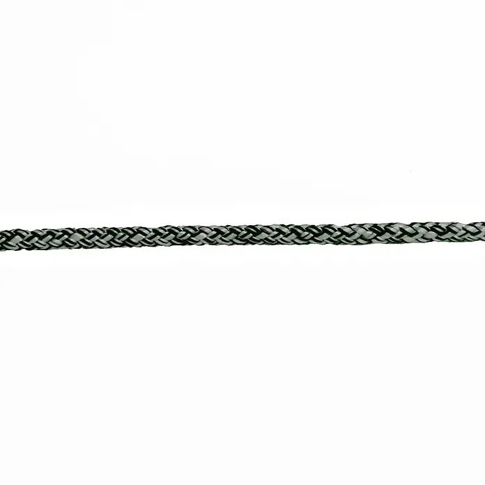 Seilflechter Cabo a metros Tornado - Diámetro: 6 mm, Plástico, Verde - Primer plano de una cuerda trenzada duradera en gris y negro, ideal para diversas aplicaciones.