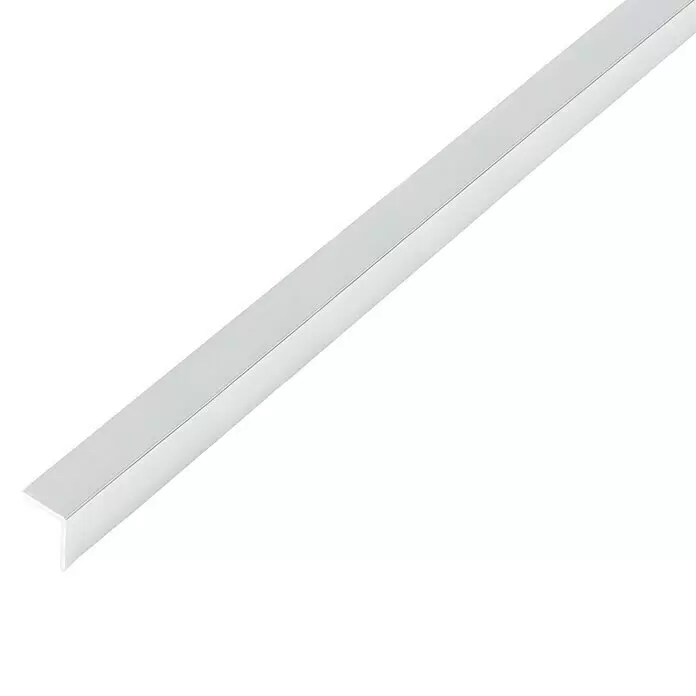 Alberts Winkelprofil selbstklebend - 1.000 x 20 x 20 mm, Stärke: 1 mm, Aluminium, Chromdesign - L-förmiges Metallwinkelprofil in Hellgrau.