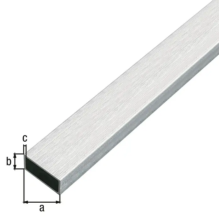 Alberts Vierkantrohr - 1.000 x 20 x 10 mm, Stärke: 1 mm, Aluminium, Edelstahldesign hell - Rechteckiges Aluminiumprofil mit den Maßen a, b und c.