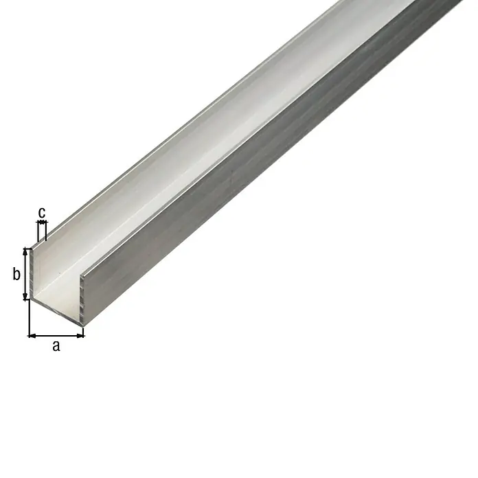 Alberts U-Profil - 1.000 x 25 x 25 mm, Stärke: 2 mm, Natur, Unbehandelt - Aluminium U-Profil mit den Massen a, b und c. Ideal für Konstruktionen und Rahmenbau, bietet Stabilität und Vielseitigkeit für diverse Anwendungen.