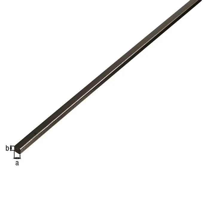 Stabilit Vierkantrohr - 2.000 x 8 x 8 mm, Stärke: 8 mm, Stahl, Silber - Abbildung eines Vierkantstabs, der sich ideal für verschiedene Bau- und Konstruktionsprojekte eignet. Erhältlich in verschiedenen Größen.