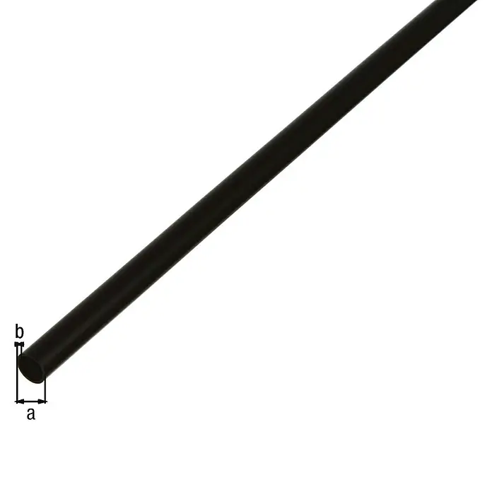 Alberts Rundrohr - Ø x L: 12 x 1.000 mm, Kunststoff, Schwarz - Schwarzer Rundstab mit den Maßen a und b. Ideal für Modellbau oder Bastelarbeiten.