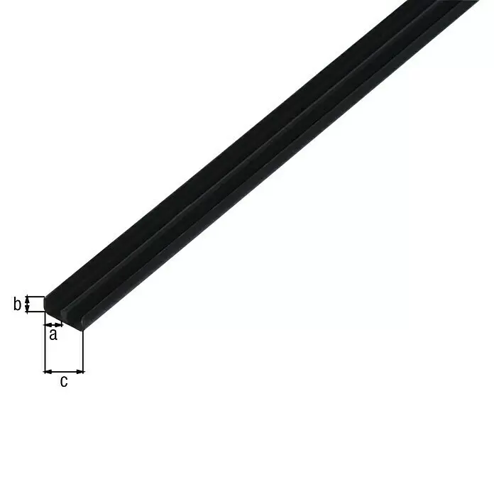 Alberts Schiebetür Schiene - Profil UntenL x B x H: 1.000 x 16 x 5 mm, Kunststoff, Schwarz