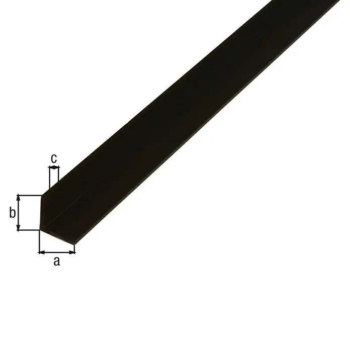 Alberts Winkelprofil - 2.600 x 15 x 15 mm, Stärke: 2 mm, Kunststoff, Schwarz - Abgewinkelter schwarzer Profilstreifen mit den Maßen a, b und c. Robustes und langlebiges Material für vielfältige Anwendungen.
