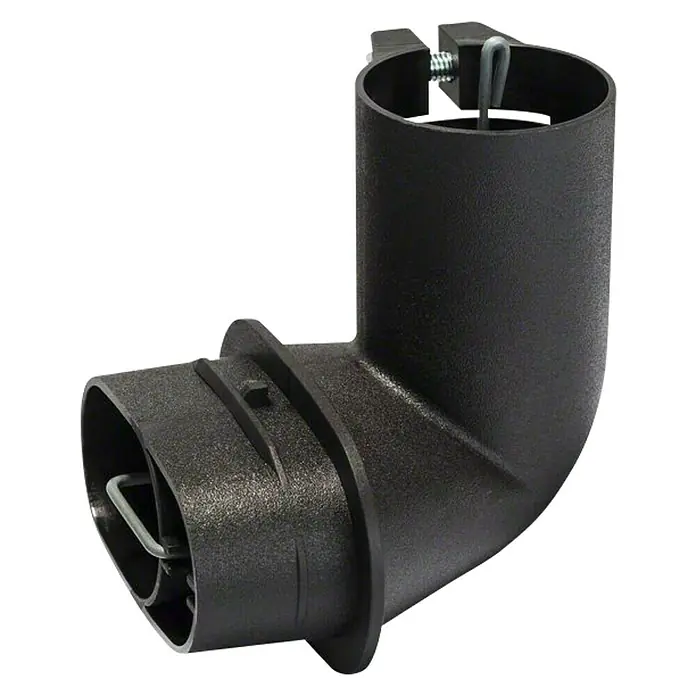 Bosch Adaptador angular - Plástico - Codo de plástico negro con aberturas y clips de alambre, ideal para diversas aplicaciones.