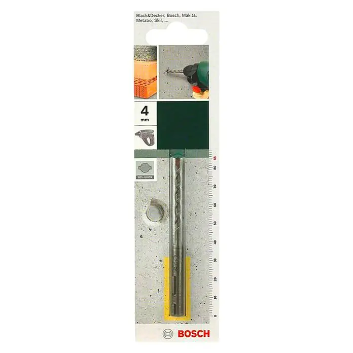 Bosch Beton- & Steinbohrer - Durchmesser Bohrer: 4 mm, Arbeitslänge: 40 mm - Eine 4 mm Bosch 105-Quick Bohrmaschine mit Betonbohrer in der Originalverpackung.