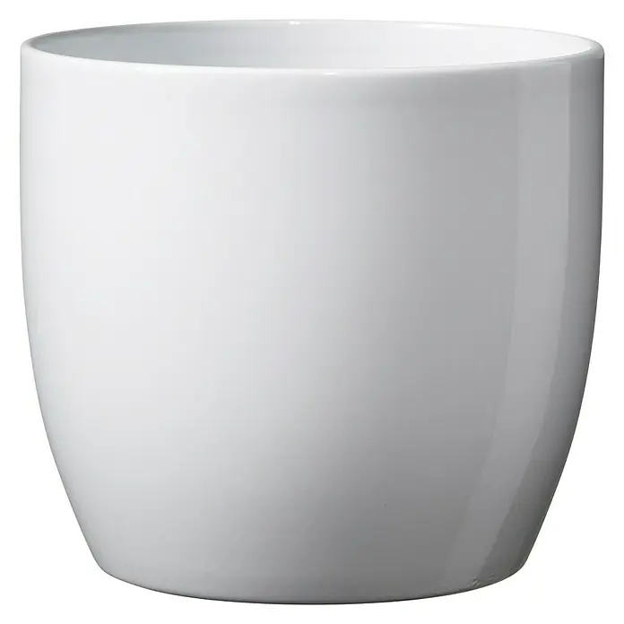 Soendgen Keramik Übertopf rund Basel Fashion XXL - Außenmaß (Ø x H): 31 x 31 cm, Weiß, Keramik, Glänzend - Elegante, weiße Keramik-Blumenvase. Das schlichte Design macht sie zu einem zeitlosen Dekorationsobjekt für jede Einrichtung.