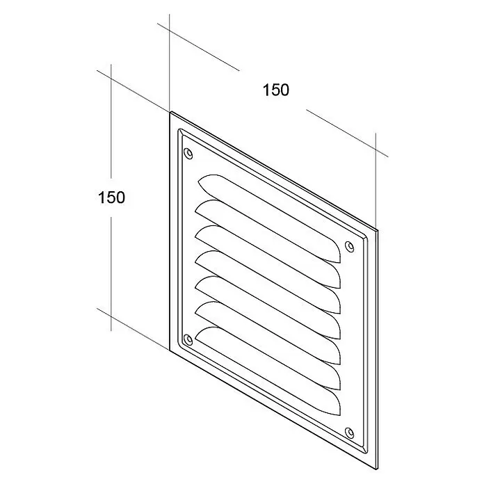 Air-Circle Abdeckgitter - 15 x 15 cm, Aluminium - Skizze