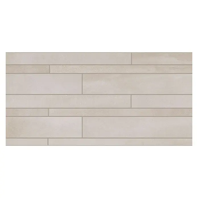 Mosaikfliese Brick Metallo Bronzo - 30 x 60 cm, Beige, Matt - Ein hellbeige Wandfliese mit einem linearen, modernen Design, ideal für stilvolle Innenräume. Die Fliese bietet eine elegante und schlichte Ästhetik.
