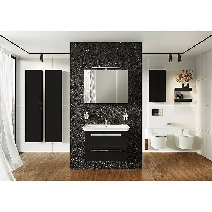 Riva Vulcano Waschtischunterschrank - 71,6 x 46 x 52 cm, Schwarz, Matt - Stimmungsaufnahme