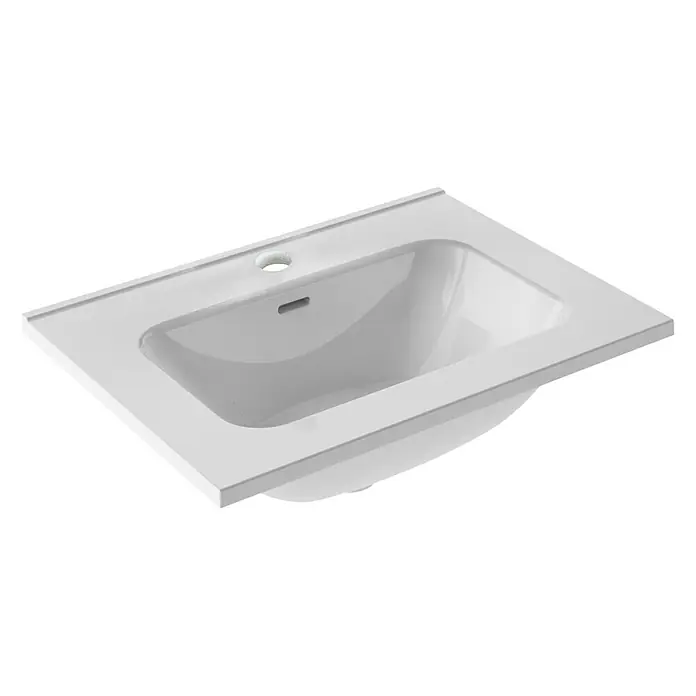 Riva Urban Einbauwaschbecken - 60,8 x 46 cm, Weiß - Modernes Waschbecken aus Keramik mit rechteckiger Form und glatter, weißer Oberfläche. Ideal für ein stilvolles Badezimmerdesign.