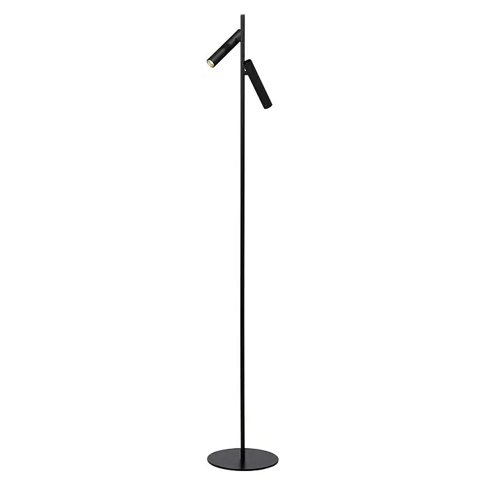 Lucide Stehleuchte Philon - Höhe: 140 cm, Schwarz, Anzahl Leuchtmittel: 2 Stk. - Elegante, schwarze Stehlampe mit zwei verstellbaren Strahlern für eine moderne Beleuchtung.