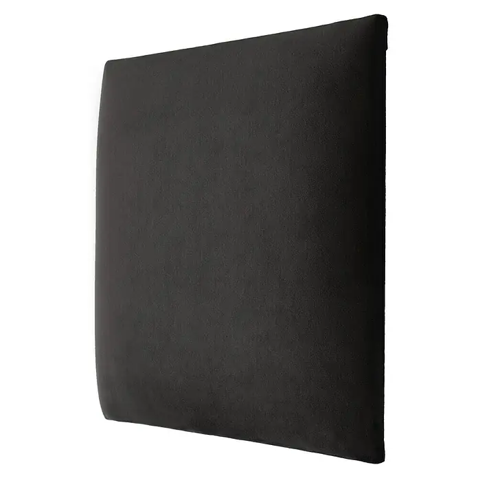 Fllow Set de paneles de pared acolchados Set Velvet A1 - 270 x 150 cm, Antracita - Primer plano de un panel acústico negro diseñado para absorber el sonido y mejorar la acústica de la sala. Perfecto para estudios u oficinas.