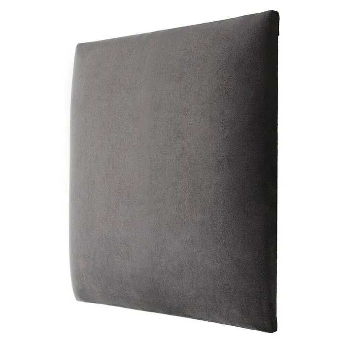 Fllow Set de paneles de pared acolchados Set Velvet A1 - 270 x 150 cm, Gris - Primer plano de un elegante panel acústico gris, perfecto para la absorción del sonido y mejorar la acústica de la habitación con su diseño moderno.