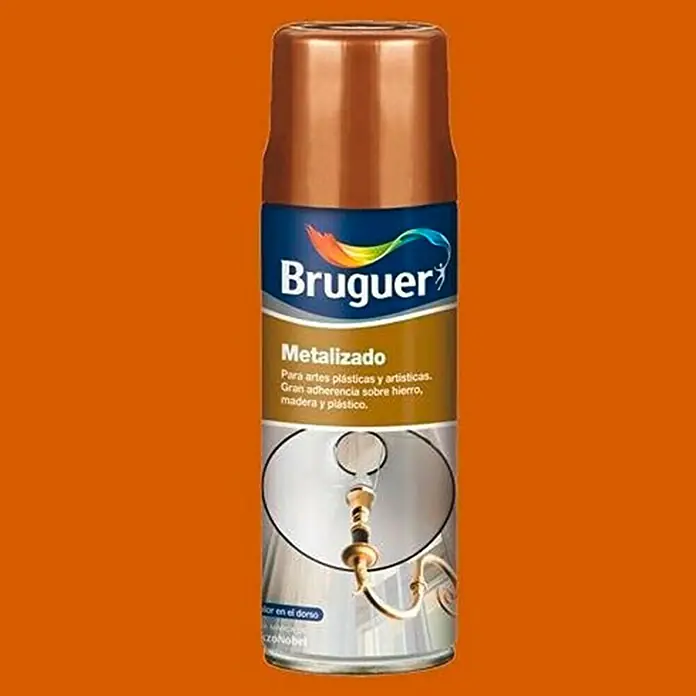 Bruguer Spray para retoques Metalizado - Cobre, Brillante, 400 ml - Bote de spray metálico Bruguer adecuado para plásticos y objetos de arte, se adhiere bien a metal, madera y plástico para proyectos creativos.