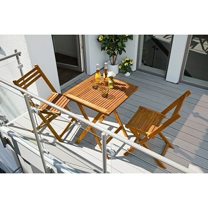 Sunfun Diana Balkonmöbel-Set (3-tlg., Naturbraun)