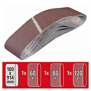 Maurer Schleifband 100x914 Mm – Korund 60, 3 Rollen Für Bandschleifer Verschiedener Marken