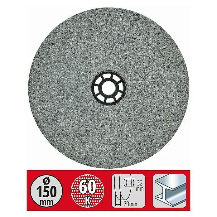 Einhell Disco para esmerilar - Ø x Es: 150 x 20 mm, Grano: 60 mm - Disco de rectificar, diámetro 150mm, grano 60, calibre 32mm, espesor 20mm, adecuado para acero.
