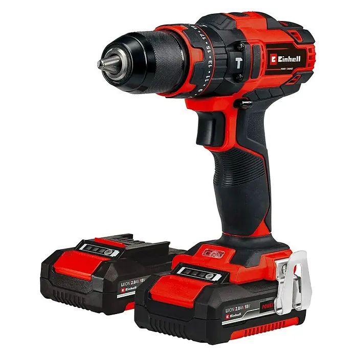 Einhell Power X-Change 18V Akku-Schlagbohrschrauber TE-CD 18/40 Li-i +6418 V, 2 Akkus, 2 Ah - Akkubohrer von Einhell mit zwei 18V Akkus und einem Schnellspannbohrfutter für vielseitige Bohrarbeiten.