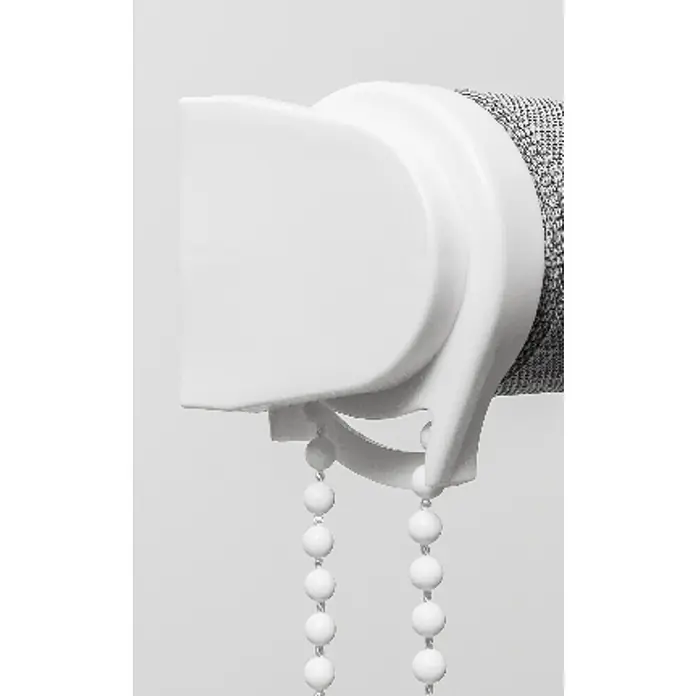 Estor enrollable Bahamas - An x Al: 90 x 250 cm, Gris - Primer plano de persianas enrollables blancas con cadena de bolas que ofrecen un fácil manejo y un aspecto moderno.