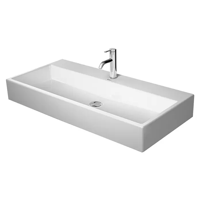 Duravit Vero Air Waschtisch - 120 x 47 cm, Ohne Spezialglasur, Hahnloch: Mitte, Ohne Überlauf, Weiß, Geschliffen - Rechteckiges, modernes Aufsatzwaschbecken aus Keramik mit schlanker Armatur, ideal für ein stilvolles Badezimmerdesign.