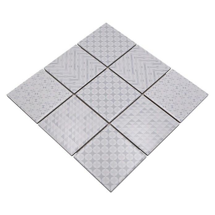 Mozaik pločica Quadrat Geo White GEOW  (29,8 x 29,8 cm, Bijele boje, Sjaj) | BAUHAUS