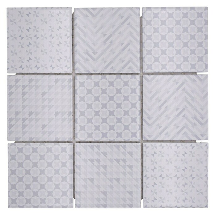 Mozaik pločica Quadrat Geo White GEOW  (29,8 x 29,8 cm, Bijele boje, Sjaj) | BAUHAUS