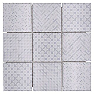 Mozaik pločica Quadrat Geo White GEOW (29,8 x 29,8 cm, Bijele boje, Sjaj)